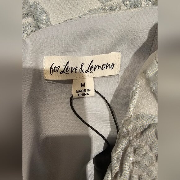 For Love & Lemons Lydia Party Dress Bubbke Jacquard Rhinestone trim Metallic M - Picture 16 of 16
